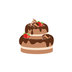 Happy birthday party birthday cake box fruit Cake Chocolate Cake Celebration Party birthday candles set isolated flat vector graphic design illustration And icon elements