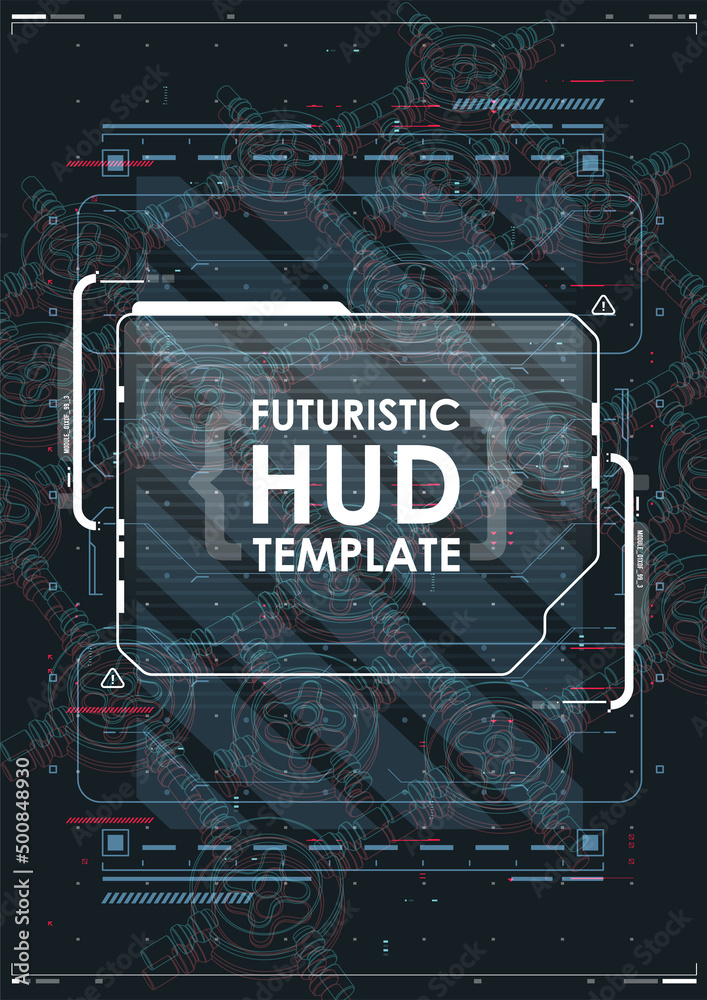 Poster tech abstract poster template with hud elements. cyber culture, modern flyer for web and print. hack