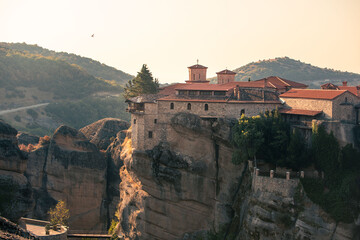 Fototapeta na wymiar travel landmark meteora monastery on the top of thessaly mountains