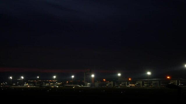 Aircraft taking off at night
