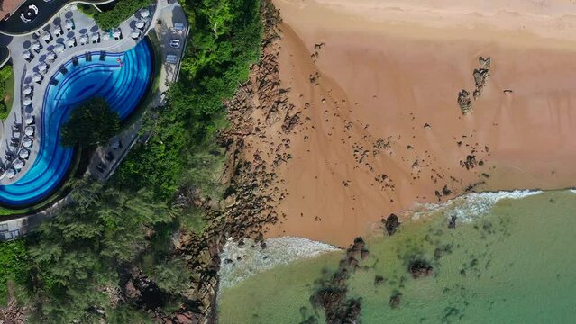 Nai thon beach and the wooden stairs in Phuket, Thailand