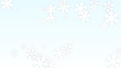 Christmas  Vector Background with Falling Snowflakes. Isolated on Red Background. Realistic Snow Sparkle Pattern. Snowfall Overlay Print. Winter Sky. Papercut Snowflakes.