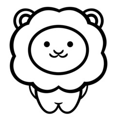 Lion cute character icon. Hand drawn vector illustration.