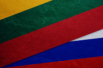 Flag of Lithuania above the russia. Sanctions of Lithuania against russia.