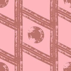 Abstract seamless pattern for textile and packaging design. Rough geometric pink color line