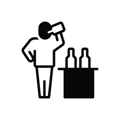 Black solid icon for drunk