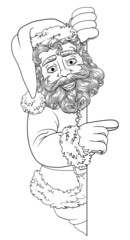 Santa Claus Christmas Pointing at Sign Cartoon