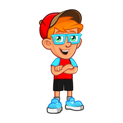 Cool Gamer Mascot Posing Cross Hand vector illustration