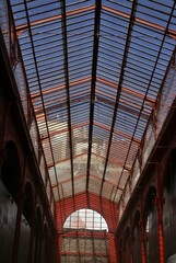 Roof construction of the historic Mercado Ferreira Borges in Porto - Portugal 