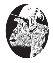 Black and white monkey line art logo