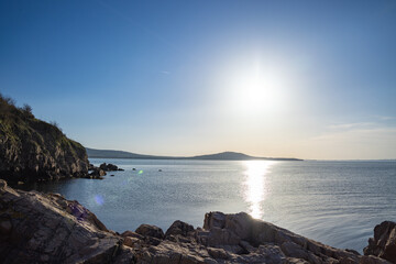 Bulgarian landscape with the Black Sea and stones at sunset