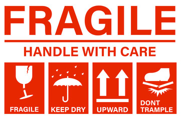 Fragile handle with care sticker and poster for delivery service
