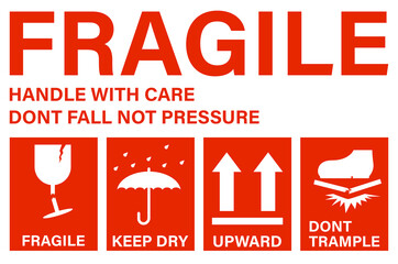 Fragile handle with care sticker and poster for delivery service