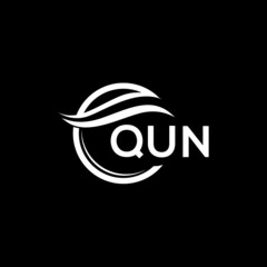 QUN letter logo design on black background. QUN creative initials letter logo concept. QUN letter design. 