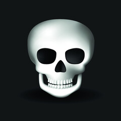 White skull on a black background. Vector illustration.