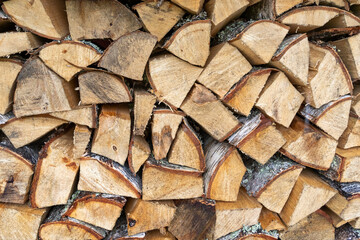 View of a stack of firewood. Backround.