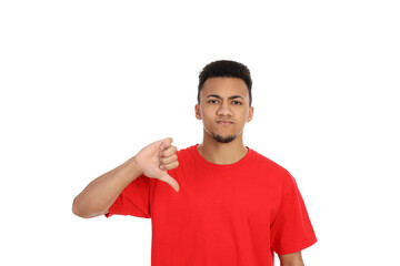 Young handsome man isolated on white background