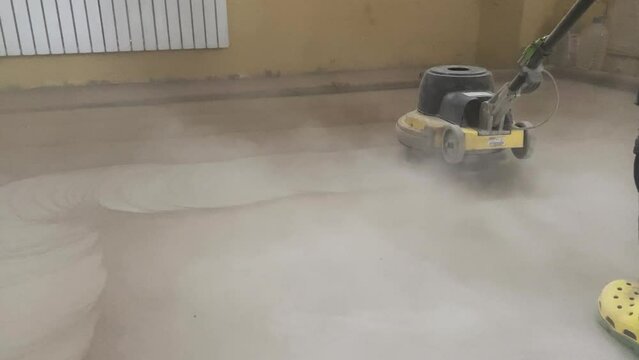 Floor grinding for decorative microcement finishing