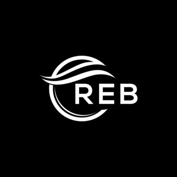 REB letter logo design on black background. REB  creative initials letter logo concept. REB letter design.
