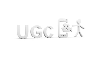 UGC concept white background 3d render illustration