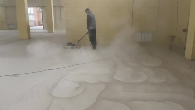 Floor grinding for decorative microcement finishing