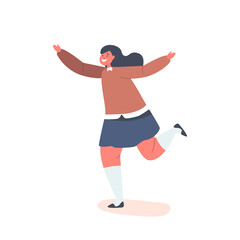 Child Playing and Having Fun Isolated on White Background. Happy Girl Run, Having Active Games on Playground