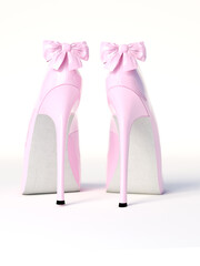 Pink high heels  in isolation white background. 3D rendering