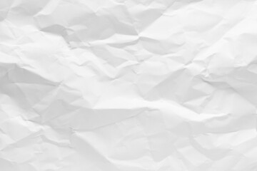 White crumpled paper texture background.