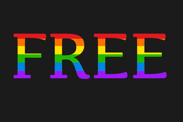 drawing of the pride flag inside free letters