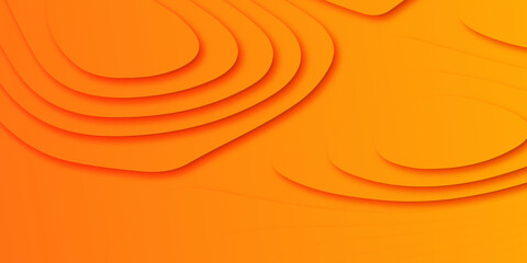 Luxury orange abstract papercut background with 3d geometry circles. Orange paper cut banner with 3D slime abstract background and orange waves layers.