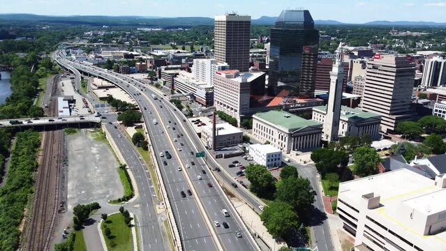 Springfield, Massachusetts, Aerial Flying, Amazing Landscape, Downtown
