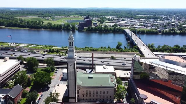 Springfield, Massachusetts, Aerial Flying, Downtown, Amazing Landscape