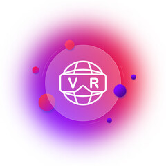 Icon vr. 3D objects. orientation in space. Gradient blur button with glassmorphism. clear glass design