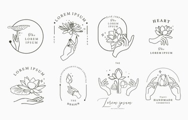 Black lotus flower outline.Vector illustration for icon,sticker,printable and tattoo