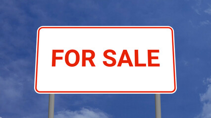 For Sale Road Sign on Clear Blue Sky with Rapid Moving Clouds