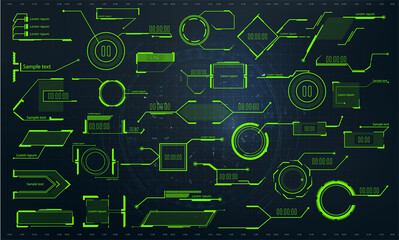 Callouts titles banner. Tech digital infoboxes hud templates. Futuristic callouts template, digital line text frame boxes, callout label set. Isolated advertising communication set Vector illustration