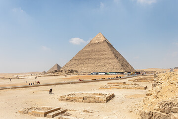 Fototapeta na wymiar Pyramid of Khafre of Chephren is the second tallest of the Ancient Egyptian Pyramids of Giza and the tomb of pharaoh Khafre