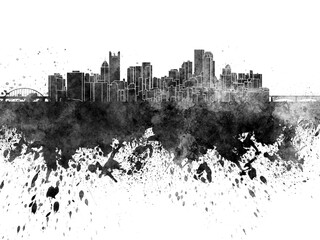 Pittsburgh skyline in watercolor - obrazy, fototapety, plakaty