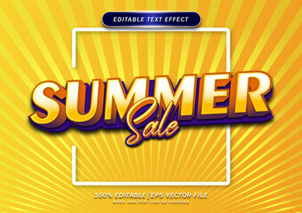 Fototapeta na wymiar Summer sale text effect with comic style background. editable text style