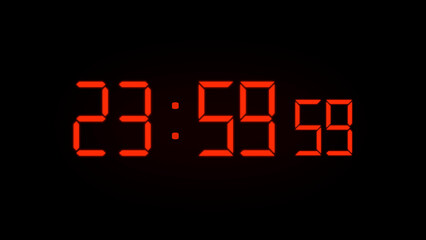 One Minute Digital Countdown Hours Clock Style Realistic