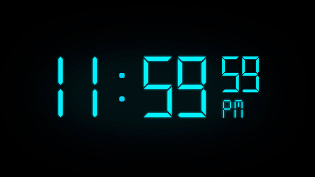 One Minute Digital Countdown AM PM Clock Style