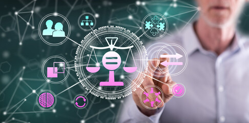 Man touching an equality concept