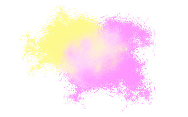 Yellow pink watercolor spot on a white background