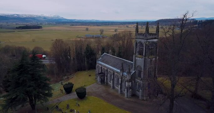 Aerial view of the ancient Cathedral in Scotland