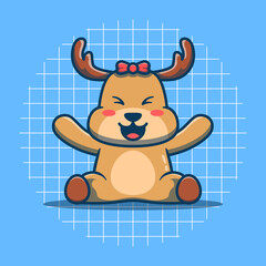 Cute deer wants to be hugged vector illustration. Flat cartoon style.