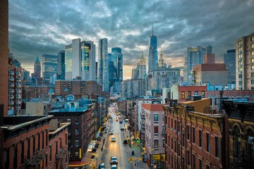 Fototapeta premium New York City downtown scenic sunset view