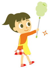 埃取り　掃除　女の子
