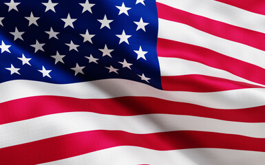 usa waving flag close up; 3d render; illustation;