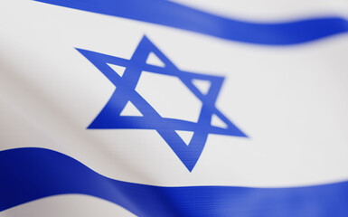 Israel waving flag close up; 3d render; illustation;