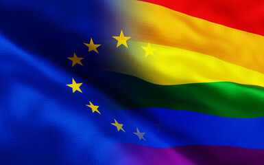 europe lgbt flags, 3d render, 3d illustation